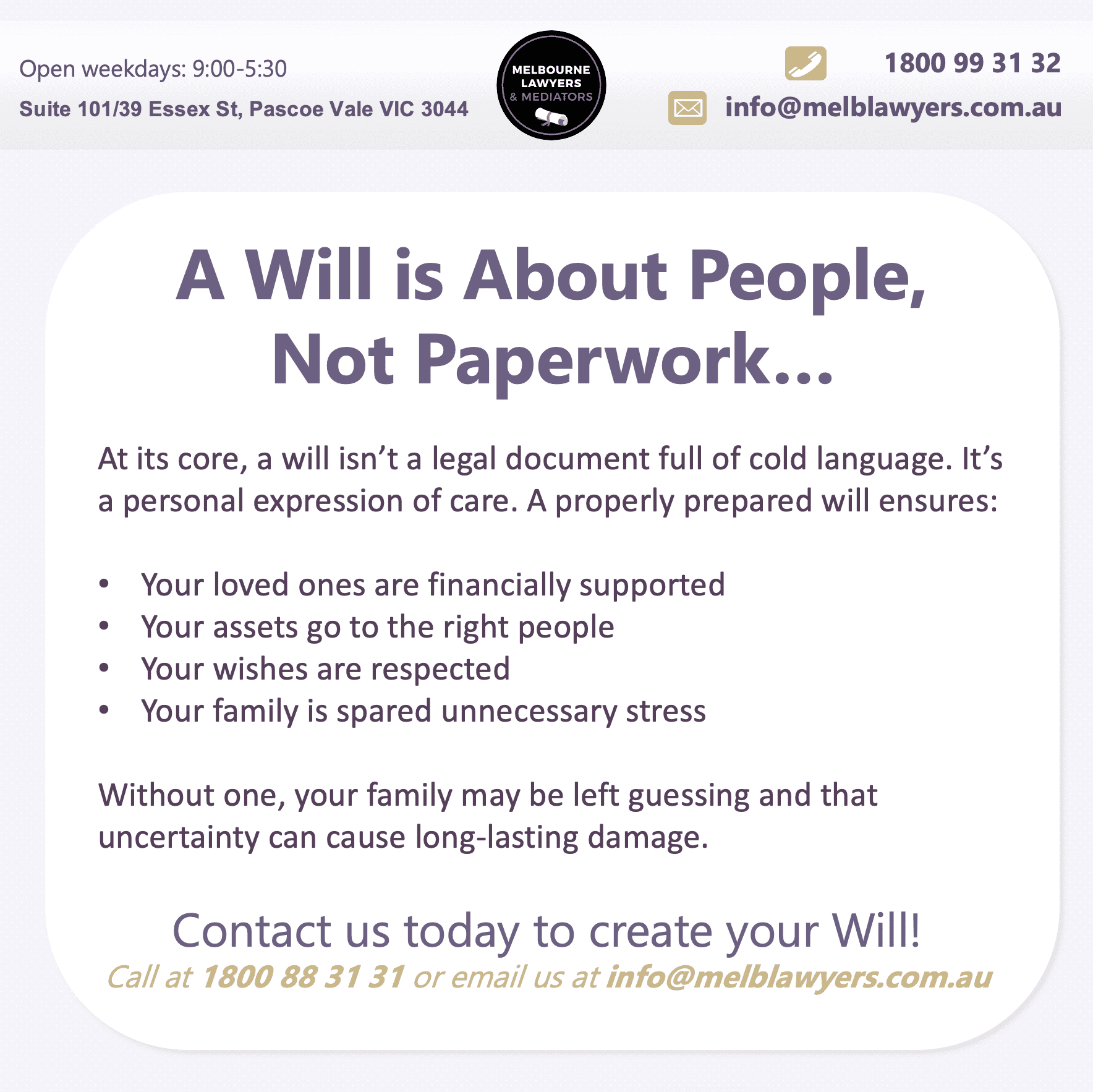 A Will is about People Not Paperwork... | Melbourne Lawyers & Mediators